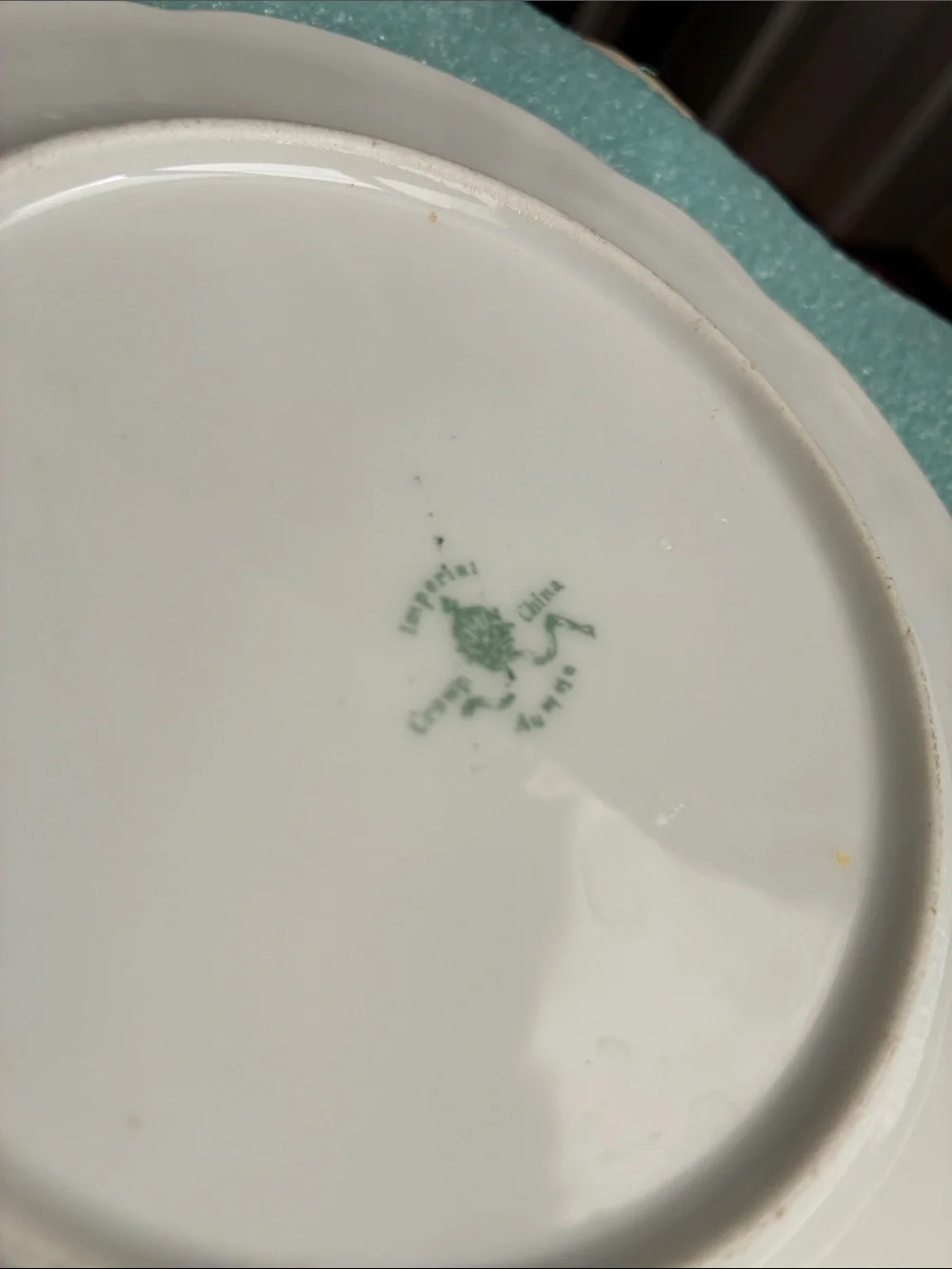 Antique Porcelain Flower Plate Daisy Roses Ribbons Applied Gold Pink Blue Green